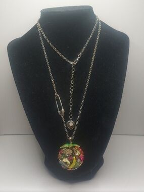 Betsey Johnson Calypso Sparkling Fruit Rhinestone Ball Pendant 29"
